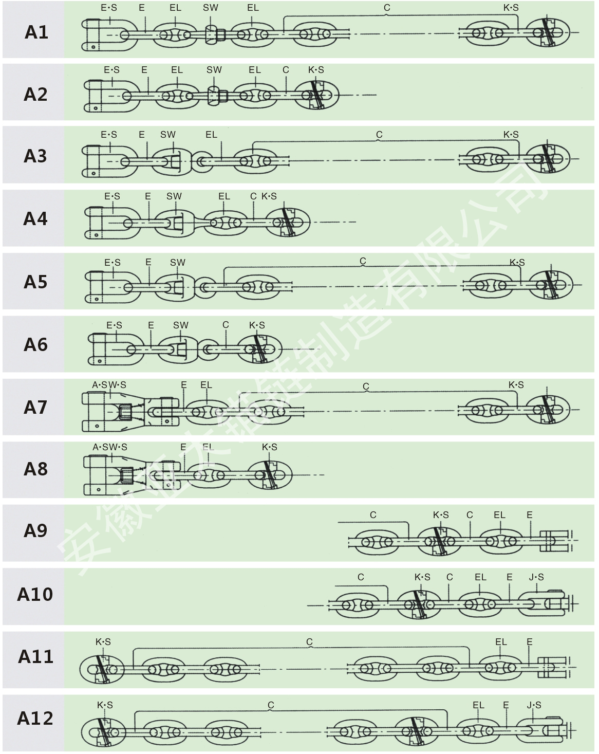 安徽亞太船用錨鏈的規格圖